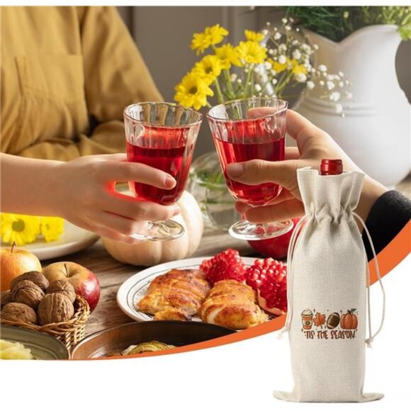 WRSUNT Tis the Season Fall Wine Bag Fall‎ Thanksgiving Gifts for Women Men - Picture 3 of 7
